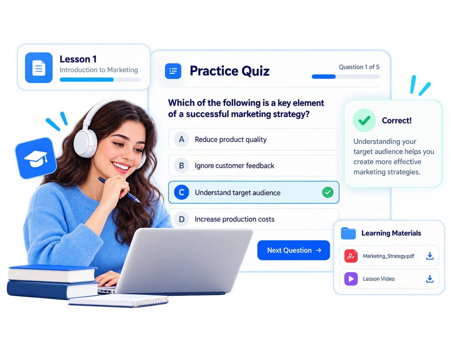 A personal learning dashboard for each user